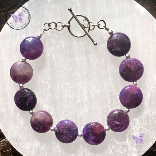 Lepidolite Coin Bracelet with Silver Toggle Clasp